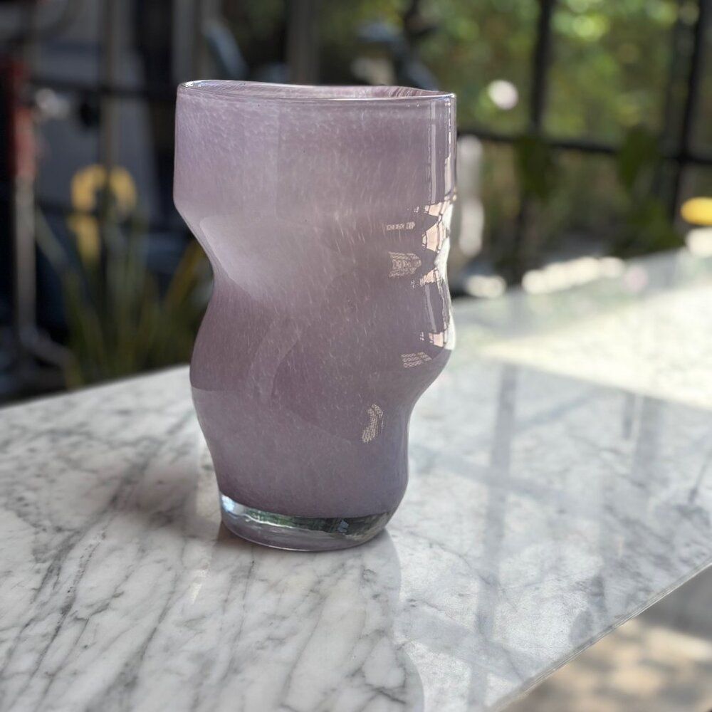 Large Purple Vase H&M Home Hand Blown Soft Aesthetic Modern Glass Decor
